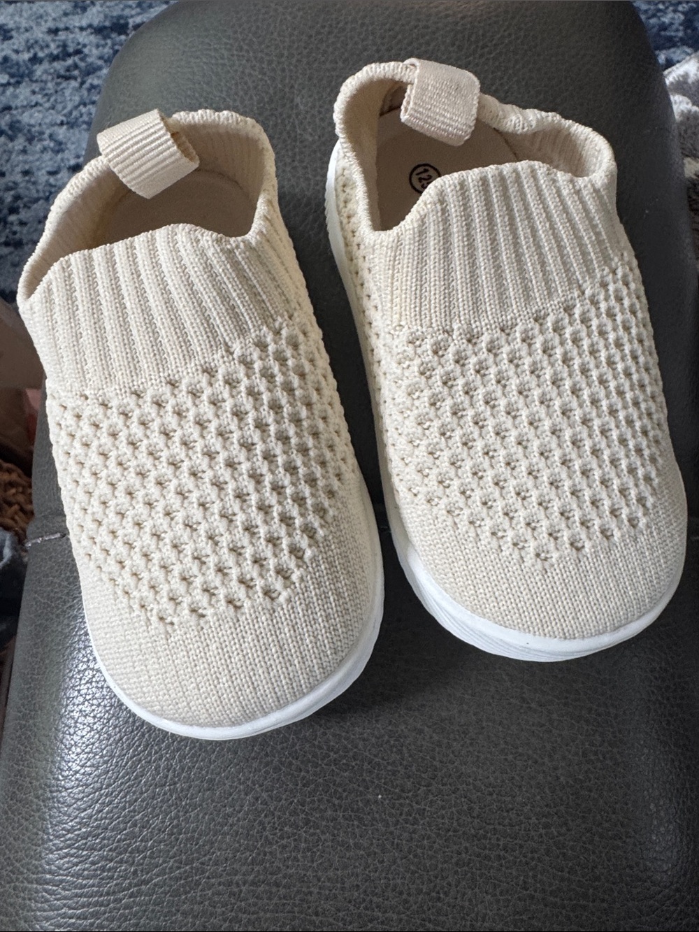 Toddler Slip-On Knit Sneakers in Cream - Comfortable Walker Shoes